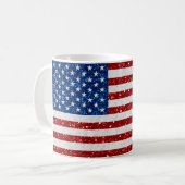 Amerikanische Flagge 4. Juli Glitzer Kaffeetasse (Vorderseite Links)