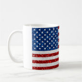Amerikanische Flagge 4. Juli Glitzer Kaffeetasse (Links)