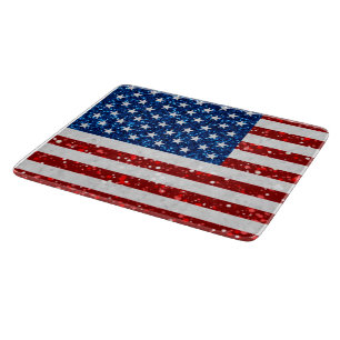 Amerikanische Flagge 4. Juli Glitzer Schneidebrett
