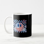 Amerikanische Flagge 4. Juli Groovy lächelnd Gesic Kaffeetasse (Links)