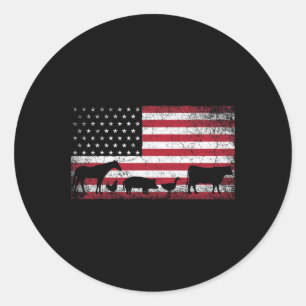 Amerikanische Flagge 4. Juli Huhn Pferd Kuh Schwei Runder Aufkleber