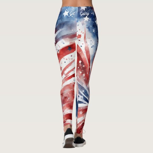 Amerikanische Flagge 4. Juli Leggings (Rückseite)