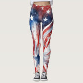 Amerikanische Flagge 4. Juli Leggings (Vorderseite)