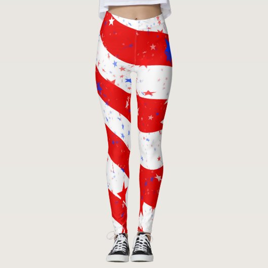 Amerikanische Flagge 4. Juli Leggings (Vorderseite)