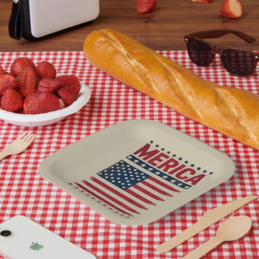 Amerikanische Flagge 4. Juli Merica Pappteller (Picknick)