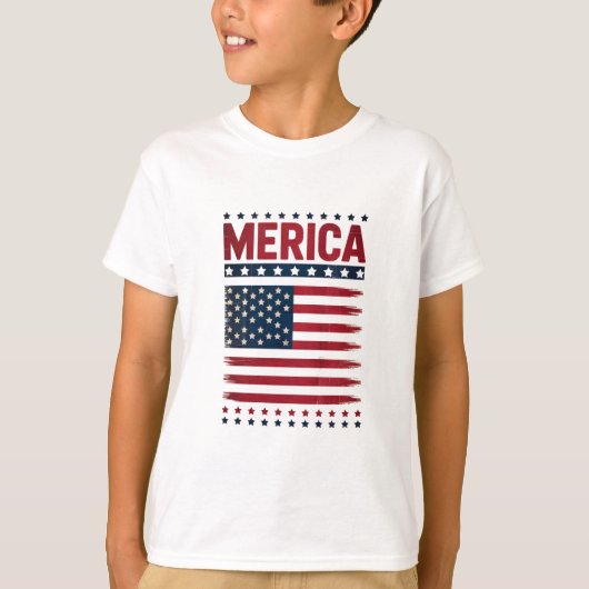 Amerikanische Flagge 4. Juli Merica T-Shirt (Vorderseite)