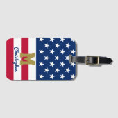 Amerikanische Flagge | 4. Juli | Name und Monogram Gepäckanhänger (Vorderseite (Horizontal))
