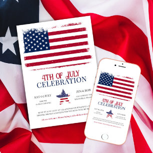 Amerikanische Flagge 4. Juli Patriotische BBQ-Part Einladung