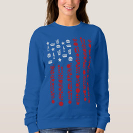 Amerikanische Flagge 4. Juli Picknick Feuerwerk we Sweatshirt