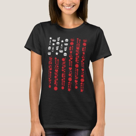 Amerikanische Flagge 4. Juli Picknick Feuerwerk we T-Shirt (Vorderseite)