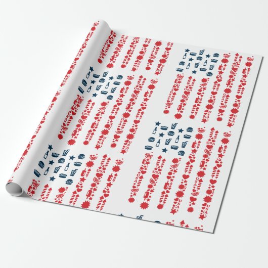 Amerikanische Flagge 4. Juli Picknick Geschenkpapier (Ungerollt)