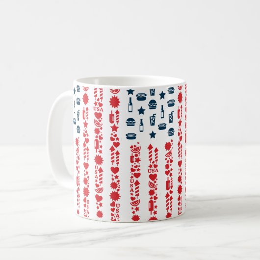 Amerikanische Flagge 4. Juli Picknick Kaffeetasse (Vorderseite Links)