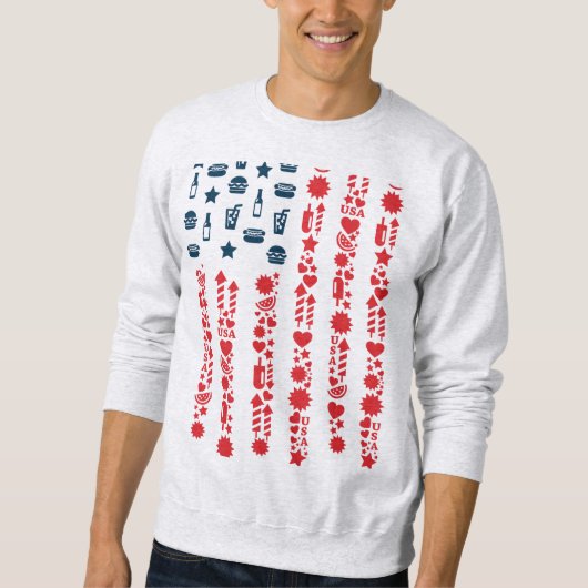 Amerikanische Flagge 4. Juli Picknick Sweatshirt (Vorderseite)
