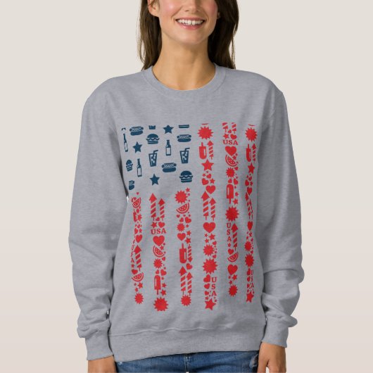 Amerikanische Flagge 4. Juli Picknick Sweatshirt (Vorderseite)