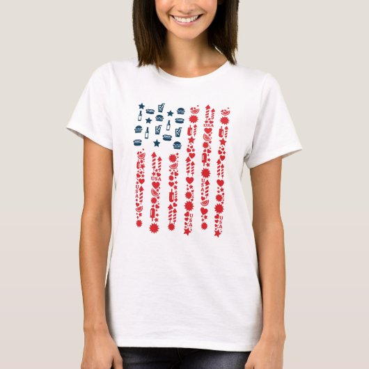 Amerikanische Flagge 4. Juli Picknick T-Shirt (Vorderseite)
