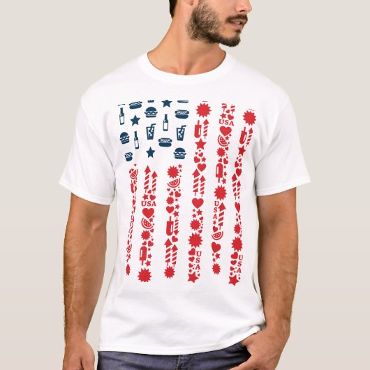 Amerikanische Flagge 4. Juli Picknick T-Shirt (Vorderseite)