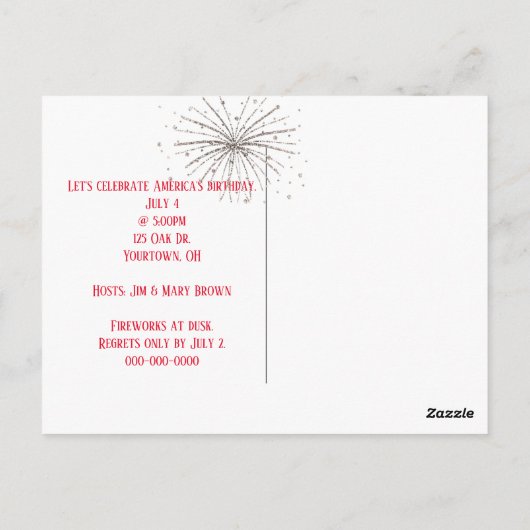 Amerikanische Flagge 4. Juli Postkarte (Rückseite)