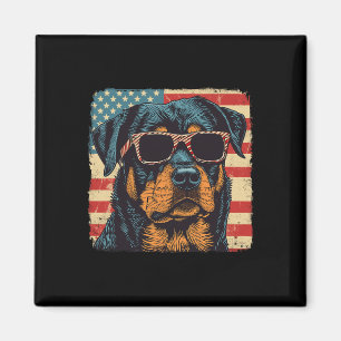 Amerikanische Flagge 4. Juli Rottweiler Hunde Kuns Magnet