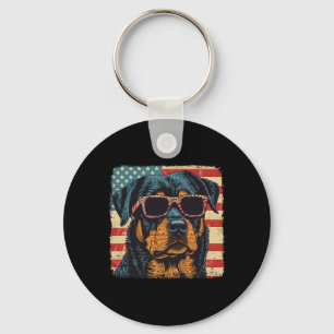 Amerikanische Flagge 4. Juli Rottweiler Hunde Kuns Schlüsselanhänger