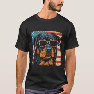 Amerikanische Flagge 4. Juli Rottweiler Hunde Kuns T-Shirt