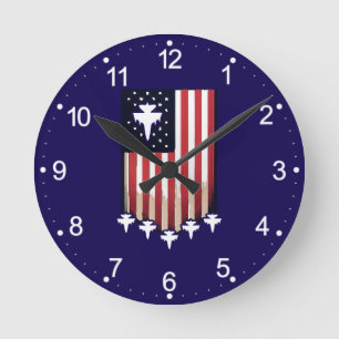 Amerikanische Flagge 4. Juli Runde Wanduhr