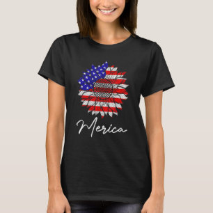 Amerikanische Flagge 4. Juli Vierte Sonnenblume US T-Shirt