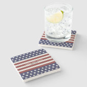 Amerikanische Flagge 4. USA personalisierter Steinuntersetzer (Seitenansicht)