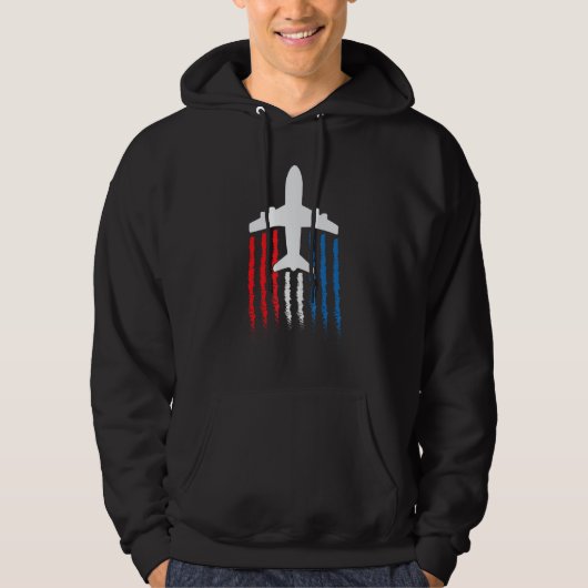 Amerikanische Flagge 747 Jumbo-Jet 4. Juli Hoodie (Vorderseite)