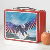 Amerikanische Flagge Adler fliegt am Himmel Metall Brotdose (Beispiel)