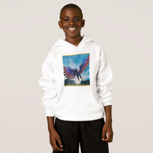 Amerikanische Flagge Adler fliegt im Himmel Goldfo Hoodie