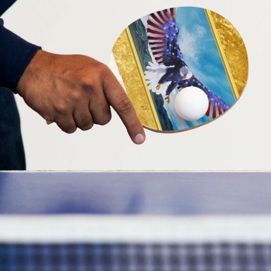 Amerikanische Flagge Adler fliegt im Himmel Goldfo Tischtennis Schläger (InSitu)