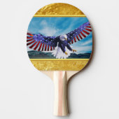 Amerikanische Flagge Adler fliegt im Himmel Goldfo Tischtennis Schläger (Rückseite)
