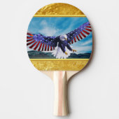 Amerikanische Flagge Adler fliegt im Himmel Goldfo Tischtennis Schläger (Vorderseite)