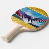 Amerikanische Flagge Adler fliegt im Himmel Goldfo Tischtennis Schläger (Vorderseite)
