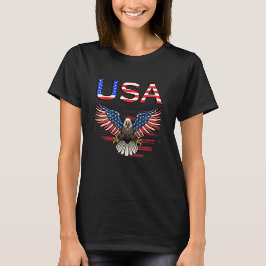 Amerikanische Flagge Adler Patriotic Usa T-Shirt (Vorderseite)