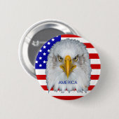 Amerikanische Flagge, Adler und bearbeitbarer Text Button (Vorne & Hinten)