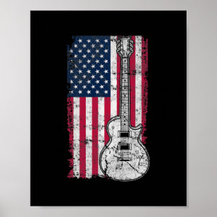 Amerikanische Flagge Akustische Gitarre 4. Juli Gi Poster