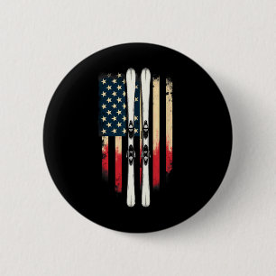 Amerikanische Flagge Alpiner Skifahrer _4 Button