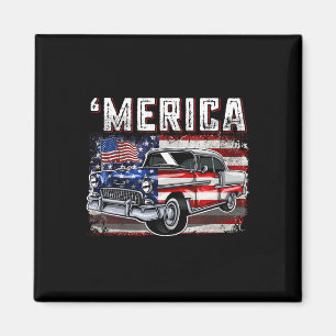 Amerikanische Flagge Altes Auto 4. Juli Kinderjung Magnet