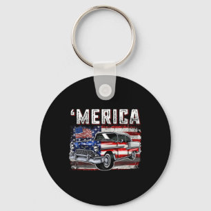 Amerikanische Flagge Altes Auto 4. Juli Kinderjung Schlüsselanhänger