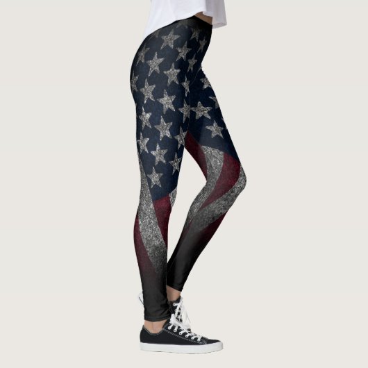 Amerikanische Flagge, Amerika, Patriotik, Alte Her Leggings (Rechts)