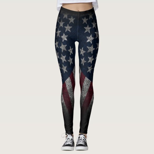 Amerikanische Flagge, Amerika, Patriotik, Alte Her Leggings (Vorderseite)