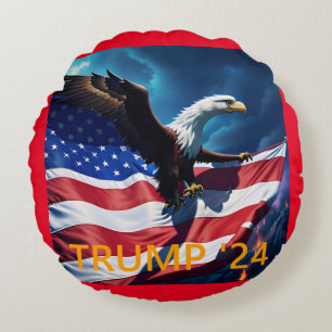 Amerikanische Flagge Amerikanischer Adler TRUMP 20 Rundes Kissen