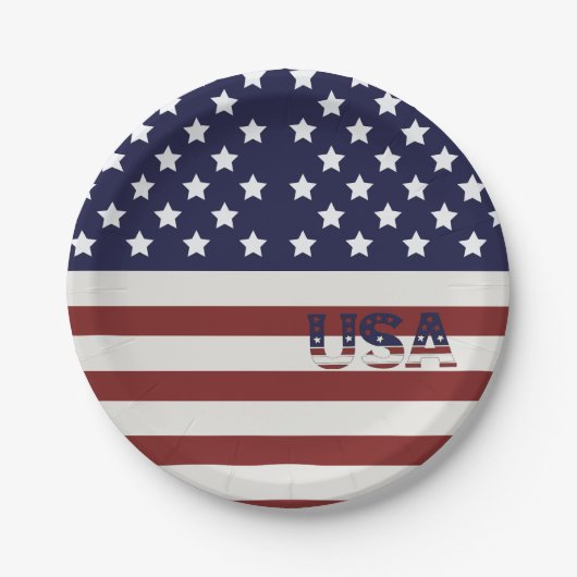 Amerikanische Flagge - amerikanisches Muster Pappteller (Vorderseite)
