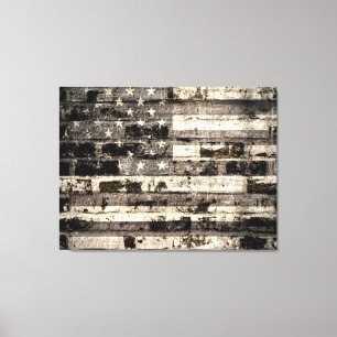Amerikanische Flagge an der alten Ziegelmauer 2 Leinwanddruck