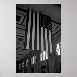 Amerikanische Flagge an der Gewerkschaft Poster