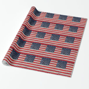 Amerikanische Flagge an einer Ziegelmauer Geschenkpapier