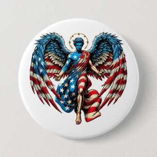Amerikanische Flagge Angel Man Patriotic Art Button