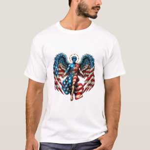 Amerikanische Flagge Angel Man Patriotic Art T-Shirt