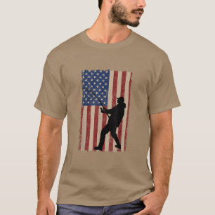 Amerikanische Flagge Angeln Männer Papa Vintage US T-Shirt